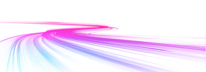 Pink and purple spiral neon trail with radiant glow. Curved streaks create sense of motion and futuristic energy. PNG transparent format perfect for design projects. © dedstock