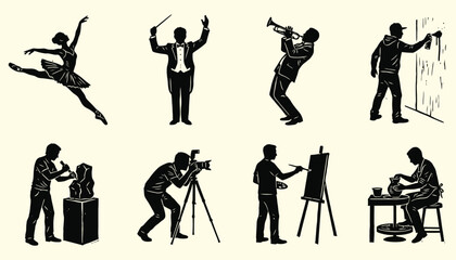 Woodcut Style Icons of Artists and Performers Collection © Ghaghah24