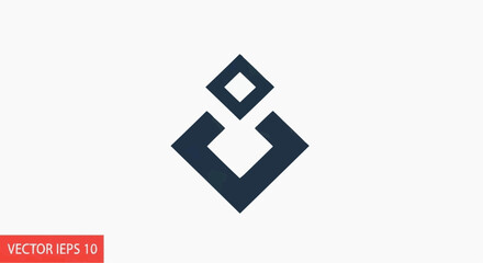 Obraz premium Abstract dark blue geometric square and diamond logo icon vector, isolated on white