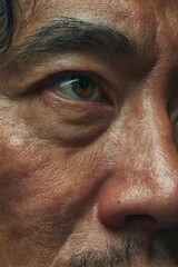 Fototapeta premium Man's eye showing aged wrinkled skin texture