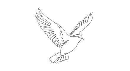 Obraz premium Dynamic single line drawing of a bird in flight
