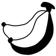 Minimal Banana Outline Illustration &ndash; Bold Black Silhouette Fruit Graphic