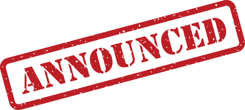 A clear red rubber stamp impression showing the word ANNOUNCED within a rectangle on a white surface