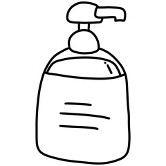 Minimal Soap Dispenser Line Art Illustration &ndash; Bold Black Outline Hygiene Bottle Graphic