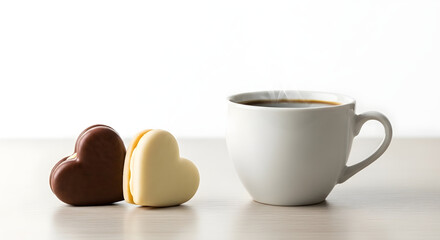Heart Shaped Cookies and Coffee Cup on Table