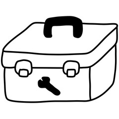 Minimal Toolbox Line Art Illustration &ndash; Bold Black Outline Repair Kit Graphic