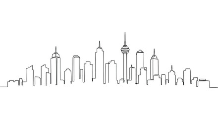 Fototapeta premium City Skyline - Minimalist Continuous Line Illustration