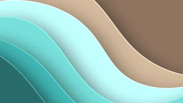 Seamless abstract layered wave animation with smooth flowing motion. Modern paper cut style background where waves continuously enter and exit the frame, creating a calm and elegant loop. Perfect for 