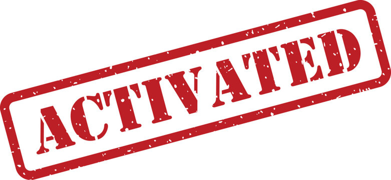 A striking red grunge rubber stamp displays the word activated indicating an operational state