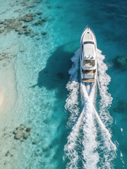 Aerial View of Boat Wake and Water Geometry