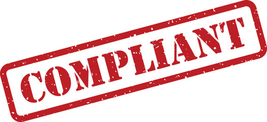 A vibrant red compliant rubber stamp impression stands out prominently on a clean white surface © designboundary