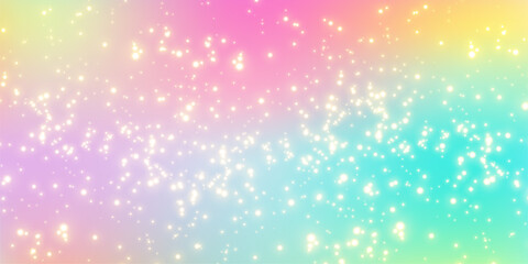 Custom blinds child's with your photo Glitter sparkle background with pastel gradient sky, dreamy princess fantasy light, magical unicorn rainbow stars, and shimmering bokeh sparkle effect for fairy tales. Vector illustration.