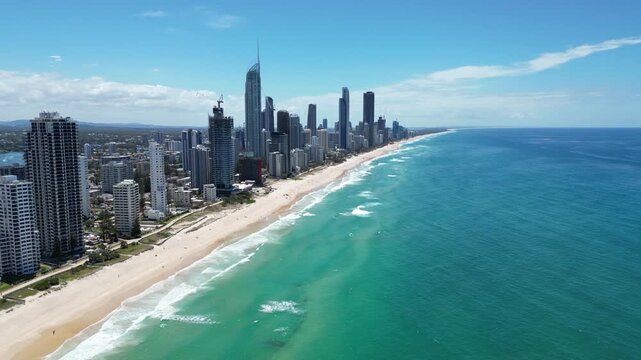Aerial drone shot of the Gold Coast, Surfers Paradise