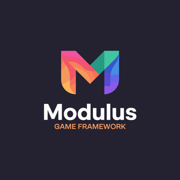 Modern Modulus Game Framework Logo with Vibrant Gradient M Letter Monogram and Bold Typography