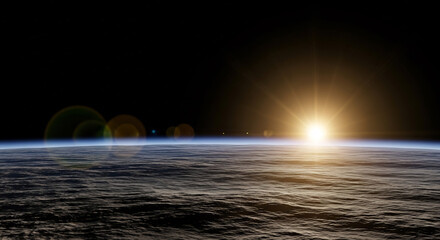 Earth's sunrise glows beautifully from space orbit view