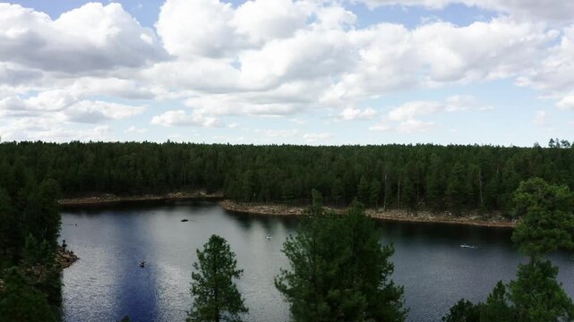 Establishing shot of Woods Canyon Lake on a nice summer day in Arizona.