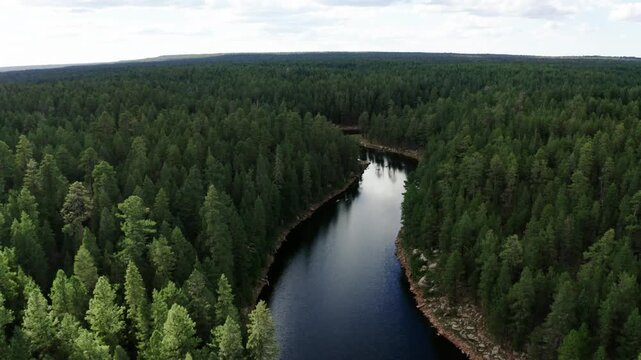Drone shot pulling away from the East Fork of the Woods Canyon Lake in Arizona.