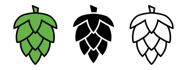 Hopfensymbol in d&uuml;nner Linie, flach und farbig