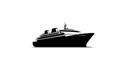 Silhouette of a modern cruise ship on a white background