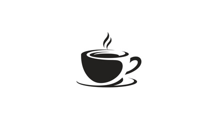 Obraz premium Steaming Coffee Cup Silhouette Icon, Hot Beverage, Morning Drink, Cafe Emblem