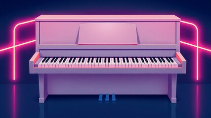 Fototapeta premium Sleek Modern Grand Piano in Sci-Fi Neon Environment