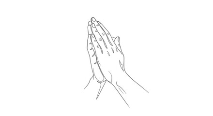 Naklejka premium Praying Hands Line Art, Gesture of Hope