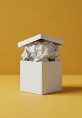 Crumpled Paper Overflows Creatively Out Of Simple Box.