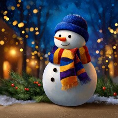 Snowman, snow, Christmas and festive cheer. Generative AI