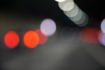 Abstract Bokeh Lights Glow During City Traffic Night