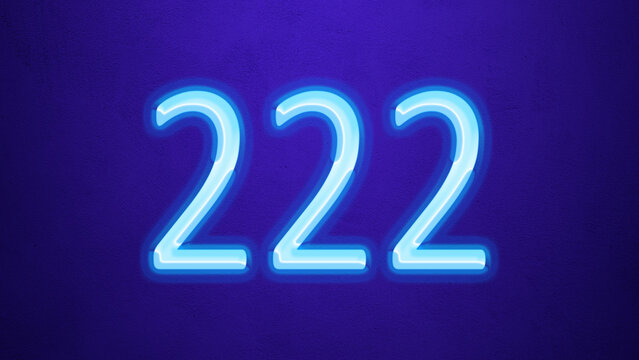 Glowing blue number design of 222 on blue background.