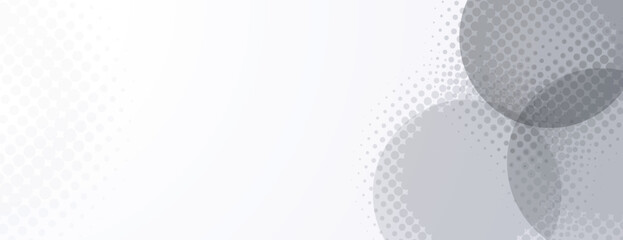White background with gray circles and halftone dotted texture. The background is modern and minimal, featuring white and gray tones. Minimal halftone vector gradient background