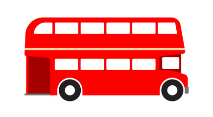 simple red double decker london passenger bus icon symbol side view silhouette vector illustration isolated on transparent background