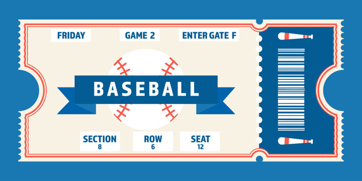 Card baseball ticket blue banner style