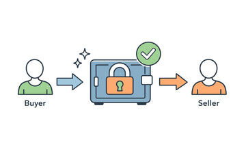 Secure online transaction process with buyer, seller, and digital escrow system