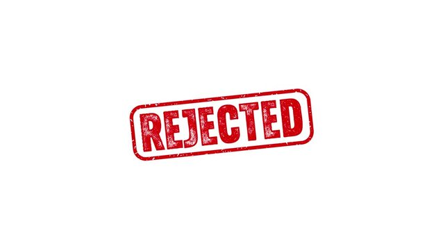 Rejected rubber stamp animation. rejected texture text Up to down motion graphics. stamp zooming and hit effect 4k video.