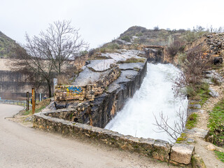 Water release, due to heavy rains, from the Ponton de la Oliva dam in Madrid