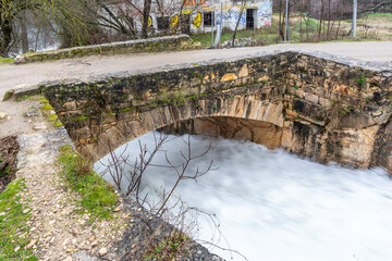 Water release, due to heavy rains, from the Ponton de la Oliva dam in Madrid