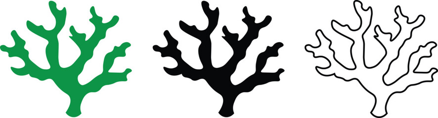 Coral Reef Icon Set &ndash; Sea Coral Marine Silhouette Vector