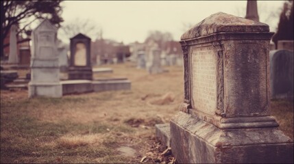 Naklejka premium Old gravestones in cemetery