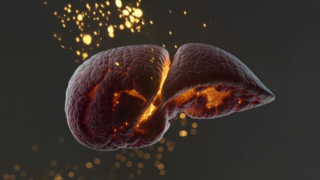3D render animation of a liver