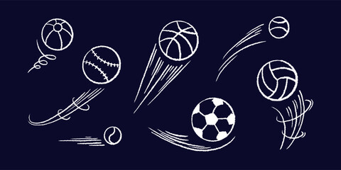 Dynamic soccer, tennis ball. Speed line and trail