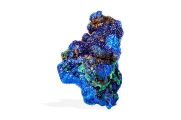Azurite&ndash;Malachite Mineral Specimen on White Background