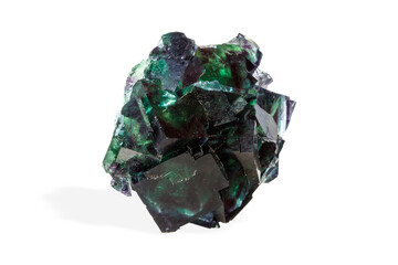Natural Green Fluorite Crystal Cluster on White Background