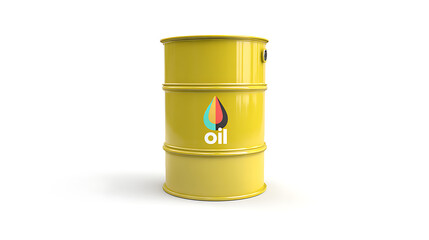 Oil Barrel Isolated on White Background for Energy Industry Concepts, Fuel Storage, Global Trade, Yellow, Clean, and Environmental Safety Initiatives