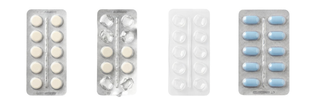 Blister pack tablets set.