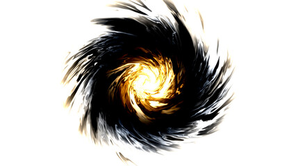 Abstract black and gold vortex swirl isolated on white background