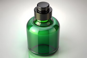 Green Glass Bottle Mockup &ndash; Cosmetic, Essential Oil, or Perfume Packaging Isolated on White Background