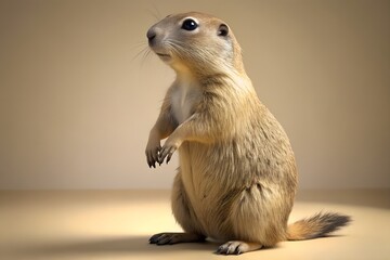 Isolated Groundhog Marmot Standing on Hind Legs Cute Wildlife Portrait