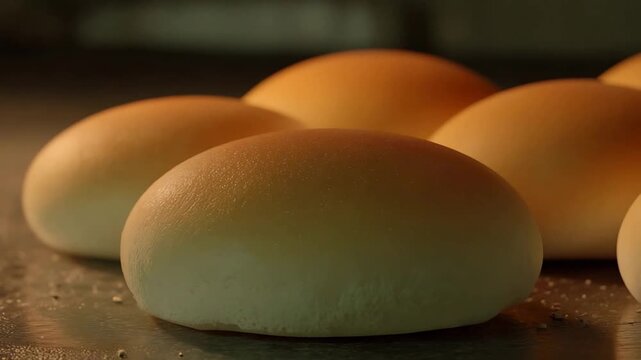 Golden Brown Dinner Rolls Baking Freshly in a Warm Oven, Appetizing and Delicious Homemade Bread.