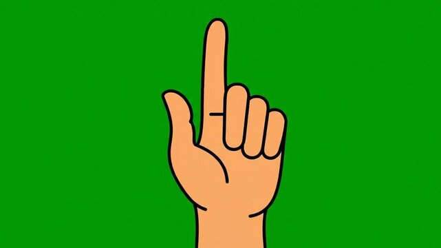 Animated Hand Gesture on Green Background.